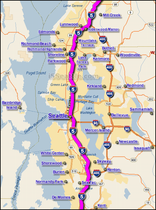 i-5 Greater Seattle Map