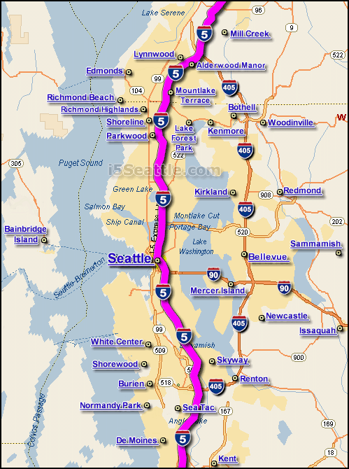 i-5 Seattle Map